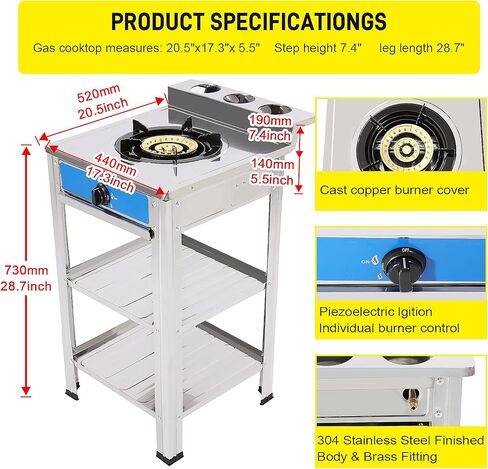 forimo Propane Gas Stove with Removable Leg Stand and Adapter Portable , Auto Ignition Camping Stove 1 Burner LPG for RV, Apartment, Outdoor Cooking in Kuwait