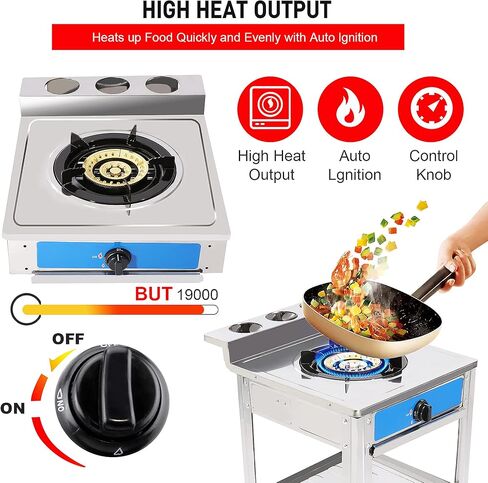 forimo Propane Gas Stove with Removable Leg Stand and Adapter Portable , Auto Ignition Camping Stove 1 Burner LPG for RV, Apartment, Outdoor Cooking in Kuwait