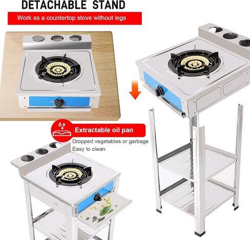forimo Propane Gas Stove with Removable Leg Stand and Adapter Portable , Auto Ignition Camping Stove 1 Burner LPG for RV, Apartment, Outdoor Cooking in Kuwait