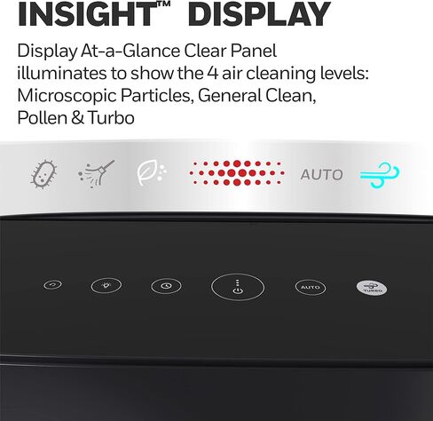 جهاز تنقية الهواء هانيويل HPA5300 InSight HEPA مع مؤشر جودة الهواء ووضع تلقائي، مخفف الحساسية للغرف الكبيرة جدًا (500 قدم مربع)، أسود - حرائق الغابات/الدخان، حبوب اللقاح، وبر الحيوانات الأليفة ومنقي هواء الغبار in Kuwait