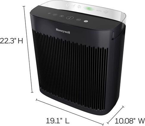 جهاز تنقية الهواء هانيويل HPA5300 InSight HEPA مع مؤشر جودة الهواء ووضع تلقائي، مخفف الحساسية للغرف الكبيرة جدًا (500 قدم مربع)، أسود - حرائق الغابات/الدخان، حبوب اللقاح، وبر الحيوانات الأليفة ومنقي هواء الغبار in Kuwait