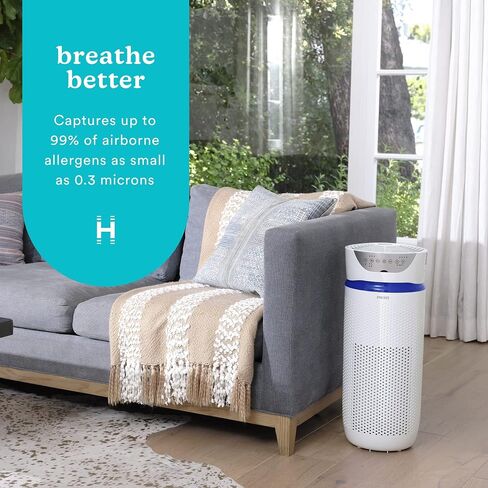 Homedics 5-in-1 UV-C Air Purifier - 360-Degree HEPA Filter for 170 Sq Ft, Air Purifiers for Bedroom and Home with Essential Oil Pads and Built-In Timer, 3 Speed Settings for Small Rooms, Black in Saudi Arabia