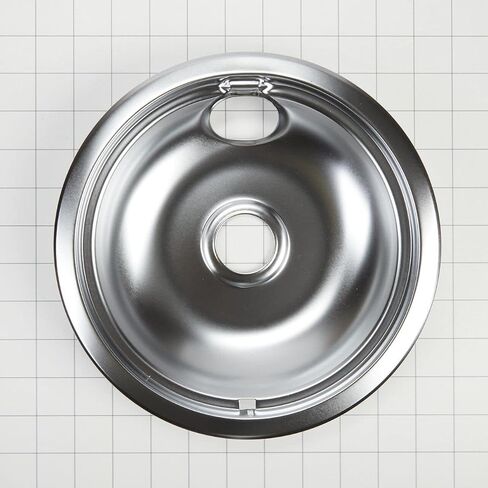 Whirlpool W10196405RW Genuine OEM Burner Drip Bowl For Ranges, 8 Inch Round Aluminum Accessory – Replaces 14211594, 1481881, 1534548, 229769, 241343, 244404, 281349, 292975, 3-4969, 304969, Chrome in Saudi Arabia