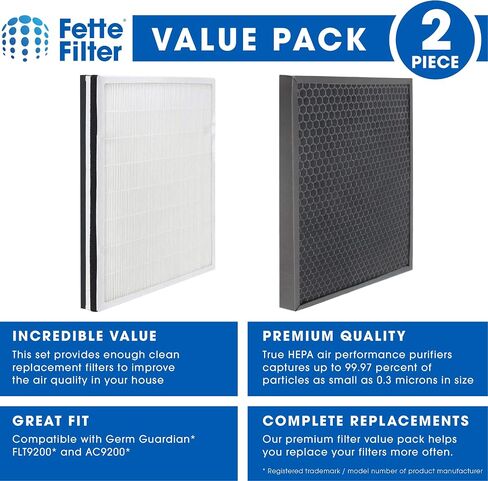 Fette Filter - FLT9200 True HEPA Air Purifier Filter H and Carbon Combo Pack Compatible with FLT9200 for AC9200 Air Purifier - (1 HEPA & 1 Carbon Filter) in Saudi Arabia