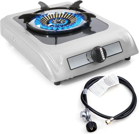 Propane Gas Cooktop - 9,800 BTU Single Burner Gas Stove Stainless Steel Portable Gas Stove，Auto Ignition Camping Single Burner LPG for RV, Apartments, Outdoor in Kuwait