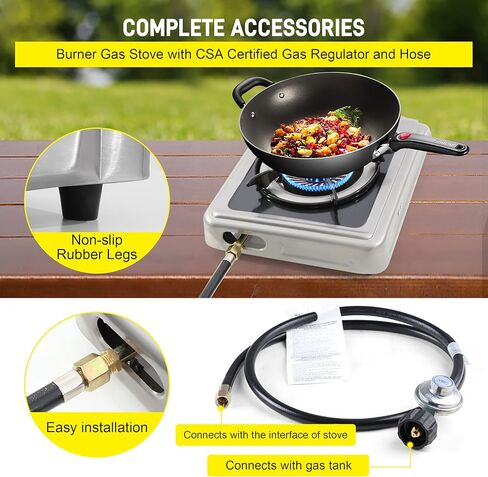 Propane Gas Cooktop - 9,800 BTU Single Burner Gas Stove Stainless Steel Portable Gas Stove，Auto Ignition Camping Single Burner LPG for RV, Apartments, Outdoor in Kuwait