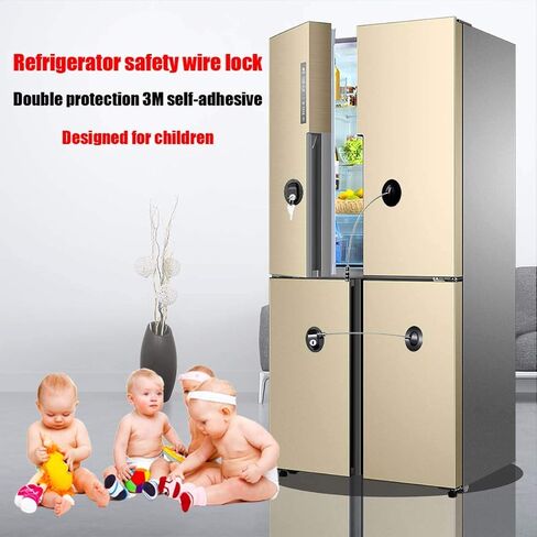 4 Pack Refrigerator Locks with 8 Keys,Child Safety Fridge Lock,Refrigerator Lock Combination,Mini Fridge Lock, File Drawer Lock,Toilet Seat Lock with Strong Adhesive (White/Black) in Saudi Arabia