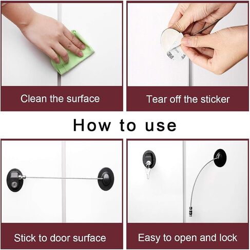 4 Pack Refrigerator Locks with 8 Keys,Child Safety Fridge Lock,Refrigerator Lock Combination,Mini Fridge Lock, File Drawer Lock,Toilet Seat Lock with Strong Adhesive (White/Black) in Saudi Arabia