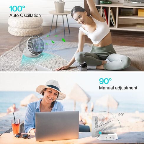 مروحة مكتب شخصية من CooCoCo مزودة بإضاءة LED، مروحة محمولة تعمل ببطارية USB قابلة لإعادة الشحن، مروحة طاولة متأرجحة 3 سرعات، مروحة تثبيت على الحائط قابلة للتعديل، مروحة تخييم للسفر، في الهواء الطلق، مكتب المنزل in Kuwait