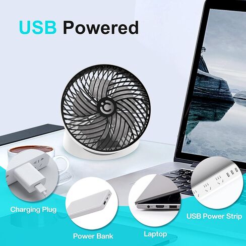 مروحة مكتب شخصية من CooCoCo مزودة بإضاءة LED، مروحة محمولة تعمل ببطارية USB قابلة لإعادة الشحن، مروحة طاولة متأرجحة 3 سرعات، مروحة تثبيت على الحائط قابلة للتعديل، مروحة تخييم للسفر، في الهواء الطلق، مكتب المنزل in Kuwait