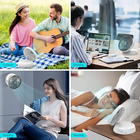 مروحة مكتب شخصية من CooCoCo مزودة بإضاءة LED، مروحة محمولة تعمل ببطارية USB قابلة لإعادة الشحن، مروحة طاولة متأرجحة 3 سرعات، مروحة تثبيت على الحائط قابلة للتعديل، مروحة تخييم للسفر، في الهواء الطلق، مكتب المنزل in Kuwait