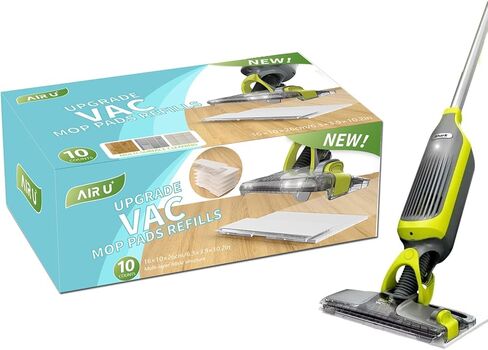 AIR U + 10 عبوات ممسحة فراغية قابلة لإعادة التعبئة لسمك القرش VACMOP VM252 VM200 VM190 VM250 VM251 VM200C VM252C QM250 VC205 وسادة استبدال ممسحة أرضية صلبة لاسلكية in Kuwait