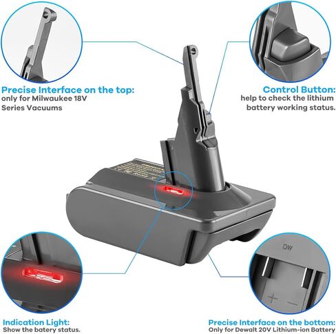 محول لبطارية دايسون V8 من دونجاب، يحول بطارية ليثيوم ديوالت 20 فولت الى بطارية دايسون V8، يعمل مع مكنسة دايسون V8 الكهربائية انيمال ابسولوت in Kuwait