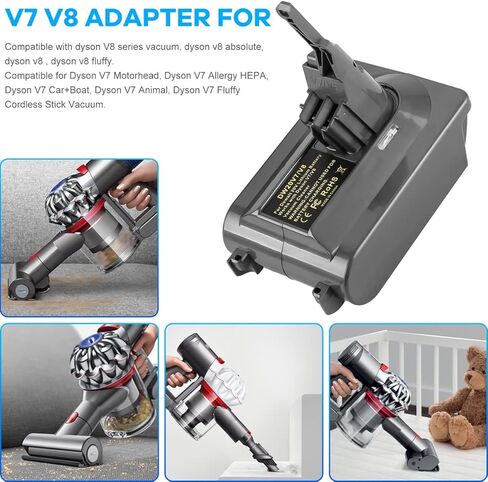 محول لبطارية دايسون V8 من دونجاب، يحول بطارية ليثيوم ديوالت 20 فولت الى بطارية دايسون V8، يعمل مع مكنسة دايسون V8 الكهربائية انيمال ابسولوت in Kuwait