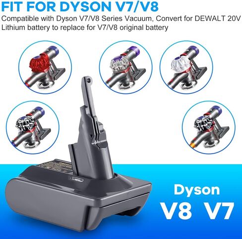 محول لبطارية دايسون V8 من دونجاب، يحول بطارية ليثيوم ديوالت 20 فولت الى بطارية دايسون V8، يعمل مع مكنسة دايسون V8 الكهربائية انيمال ابسولوت in Kuwait