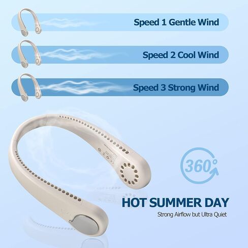 BIGTREE Portable Neck Fan Hands Free Bladeless Fan 360° Cooling Super Quiet No Hair Twisting USB Powered Wearable Neck Fan Suitable for Traveling Sports Office in Kuwait