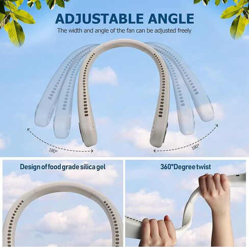 BIGTREE Portable Neck Fan Hands Free Bladeless Fan 360° Cooling Super Quiet No Hair Twisting USB Powered Wearable Neck Fan Suitable for Traveling Sports Office in Kuwait
