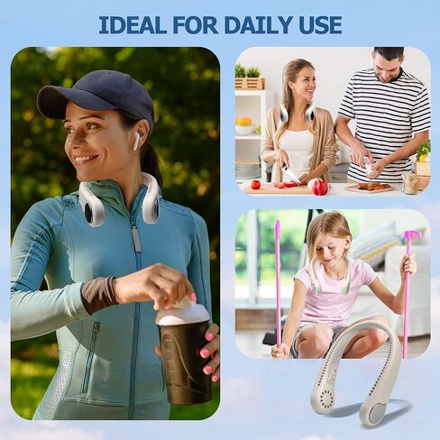 BIGTREE Portable Neck Fan Hands Free Bladeless Fan 360° Cooling Super Quiet No Hair Twisting USB Powered Wearable Neck Fan Suitable for Traveling Sports Office in Kuwait