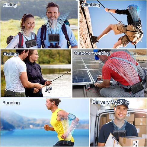 مروحة خصر مطورة 2023، بطارية 12000mAh تعمل لمدة 24 ساعة، مروحة محمولة مع 3 سرعات، منفذ تدفق هواء مزدوج، مروحة بمشبك خصر شخصي للعمل في الهواء الطلق والسفر وركوب الدراجات in Kuwait