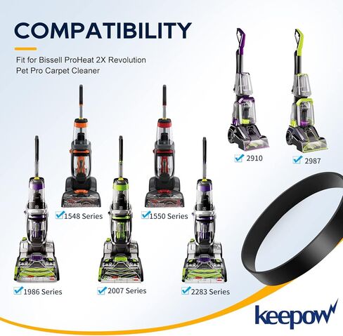 KEEPOW Replacement Belts Compatible with Bissell TurboClean/PowerForce PowerBrush Pet Carpet Cleaner 2987, 1986, 2910, 2190W, 2806, 28062, 28068, 29878, 29879, 2 Pack, Parts# 1606428 in Kuwait