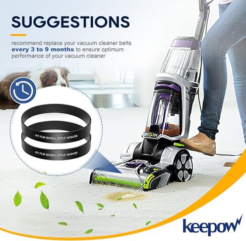 KEEPOW Replacement Belts Compatible with Bissell TurboClean/PowerForce PowerBrush Pet Carpet Cleaner 2987, 1986, 2910, 2190W, 2806, 28062, 28068, 29878, 29879, 2 Pack, Parts# 1606428 in Kuwait