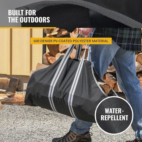 ShelterLogic 90418 20" Heavy-Duty Open Ended Water-Repellent Log Holder Firewood Carrier Bag, Black in Saudi Arabia