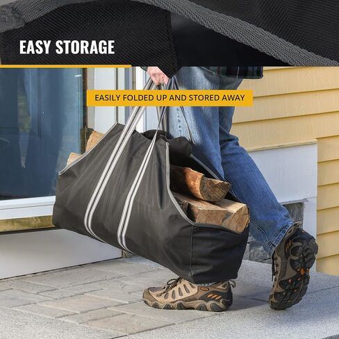 ShelterLogic 90418 20" Heavy-Duty Open Ended Water-Repellent Log Holder Firewood Carrier Bag, Black in Saudi Arabia
