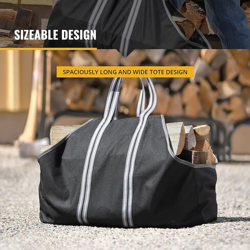 ShelterLogic 90418 20" Heavy-Duty Open Ended Water-Repellent Log Holder Firewood Carrier Bag, Black in Saudi Arabia