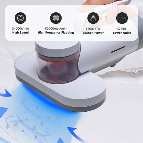 Mattress Vacuum Cleaner, 10KPa Handheld UV Bed Vacuum, Corded Dust Vacuum Remover Cleaning Machine for Pillows, Sheets, Mattresses, Sofas, Plush Toys and Other Fabric Surfaces (white-O) in Saudi Arabia