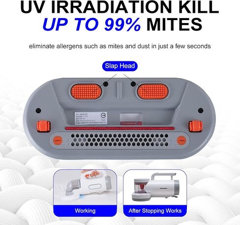 Mattress Vacuum Cleaner, 10KPa Handheld UV Bed Vacuum, Corded Dust Vacuum Remover Cleaning Machine for Pillows, Sheets, Mattresses, Sofas, Plush Toys and Other Fabric Surfaces (white-O) in Saudi Arabia