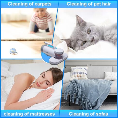Mattress Vacuum Cleaner, 10KPa Handheld UV Bed Vacuum, Corded Dust Vacuum Remover Cleaning Machine for Pillows, Sheets, Mattresses, Sofas, Plush Toys and Other Fabric Surfaces (white-O) in Saudi Arabia