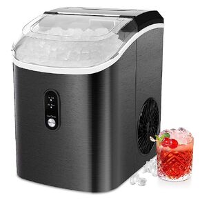Cowsar Nugget Ice Maker Countertop, Chewable Pebble Ice Machine, Quick Ice Making 34Lbs/Day, Self-Cleaning, Portable Stainless Steel Ice Maker for Home Kitchen Office Party, Black in Kuwait