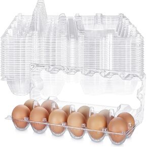 100 Pcs Plastic Egg Carton for 12 Eggs Chicken Egg Cartons Clear Chicken Egg Tray Disposable Plastic Egg Holder Empty Egg Container for Refrigerator Fresh Farm Storage (11.8 x 3.9 x 2.6 Inch) in Saudi Arabia