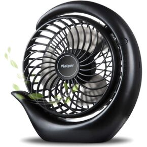 Viniper Portable Rechargeable Fan, Small Desk Fan : 3 Speeds & about 8-24 Hours Longer Working, 180 Rotation, Portable Battery Desktop Fan for Home/Office (Black, Light Black Blade)6.2 inch