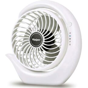 Viniper Portable Rechargeable Fan, Small Desk Fan : 3 Speeds & about 8-24 Hours Longer Working, 180 Rotation, Portable Battery Desktop Fan for Home/Office (Black, Light Black Blade)6.2 inch in Saudi Arabia