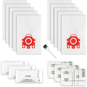 10 قطع من أكياس مكنسة كهربائية FJM تناسب مكنسة Miele Compact C1 Vacuum FJM Compact C1، Compact C2، S6000-S6999، S4000-S4999، S700، S500-S578 مع 3 مرشحات لحماية المحرك و3 مرشحات لتنظيف الهواء in Kuwait