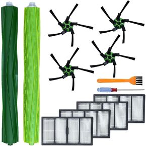 DLD Replacement Parts Compatible with for iRobot Roomba s9 (9150) s9+ s9 Plus (9550) S Series Wi-Fi Robot Vacuum Cleaner (1 Set of Multi-Surface Rubber Brushes +4 Filters + 4 Side Brushes) in Kuwait