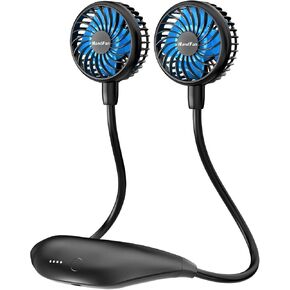 HandFan 10000mAh Portable Neck Fan Rechargeable, Wearable Personal Fans for Neck, Hands Free Necklace Fan Battery Operated, Neck Cooling Air Condition for Men Women Travel Hiking Cycling Outdoors in Kuwait
