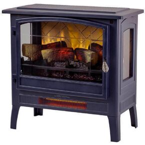 كونتري ليفينج مدفأة كهربائية قائمة بذاتها تعمل بالأشعة تحت الحمراء باللون الكريمي | يوفر حرارة إضافية للمنطقة مع جهاز تحكم عن بعد، وألوان لهب متعددة، وتصميم معدني مع جذوع خشبية صناعية in Kuwait