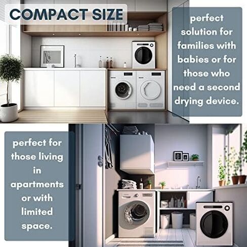مجفف غسيل مدمج بسعة 9 رطل من EUASOO، قوي وسهل الاستخدام، آلة تجفيف الملابس المحمولة للمساحات الصغيرة، RVs والشقق هادئة، مجفف إضافي لآلات الغسيل الموجودة، ضمان التميز في التجفيف in Kuwait