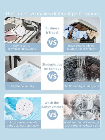 Portable Washing Machine Mini Washer Mini Dishwasher Ultrasonic Turbo Disinfection with USB, Suitable for Home, Business, Travel, College Room, RV, Apartment in Saudi Arabia