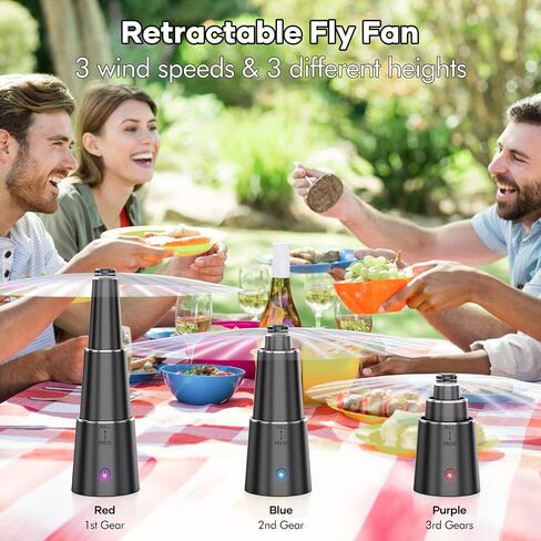 Grarg Food Fan for Tables, Rechargeable Table Fans for Indoor/Outdoor, Table Top Picnic Fan with 3 Height Retractable & Speed Adjustment, Outdoor Fan for Picnic, BBQ, Travel- 4PCS in Saudi Arabia