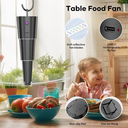 Grarg Food Fan for Tables, Rechargeable Table Fans for Indoor/Outdoor, Table Top Picnic Fan with 3 Height Retractable & Speed Adjustment, Outdoor Fan for Picnic, BBQ, Travel- 4PCS in Saudi Arabia