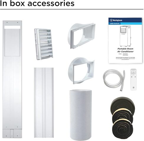 مكيف هواء وستنجهاوس 12000 وحدة حرارية بريطانية محمول للغرف التي تصل مساحتها إلى 400 قدم مربع، مكيف هواء محمول مع مزيل رطوبة منزلي، تطبيق ذكي، مروحة 3 سرعات، مؤقت قابل للبرمجة، جهاز تحكم عن بعد، مجموعة نوافذ، أبيض in Kuwait