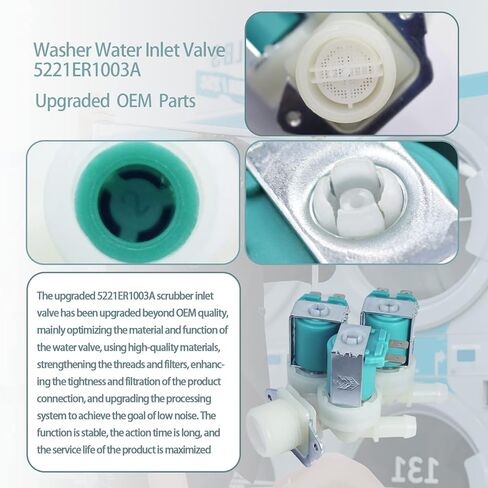 ترقية 5221ER1003A 5220FR2075L (OEM) استبدال صمام مدخل المياه للغسالة 5221ER1003D 5221ER1003C 5221ER1003F المتوافق مع Kenmore LG صمام مدخل المياه مجموعة صمامات مدخل المياه - ضمان الجودة لمدة عامين in Kuwait