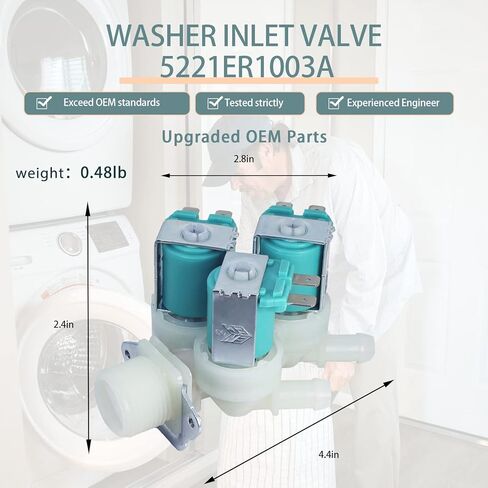 ترقية 5221ER1003A 5220FR2075L (OEM) استبدال صمام مدخل المياه للغسالة 5221ER1003D 5221ER1003C 5221ER1003F المتوافق مع Kenmore LG صمام مدخل المياه مجموعة صمامات مدخل المياه - ضمان الجودة لمدة عامين in Kuwait