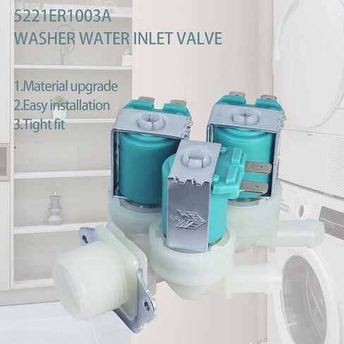 ترقية 5221ER1003A 5220FR2075L (OEM) استبدال صمام مدخل المياه للغسالة 5221ER1003D 5221ER1003C 5221ER1003F المتوافق مع Kenmore LG صمام مدخل المياه مجموعة صمامات مدخل المياه - ضمان الجودة لمدة عامين in Kuwait
