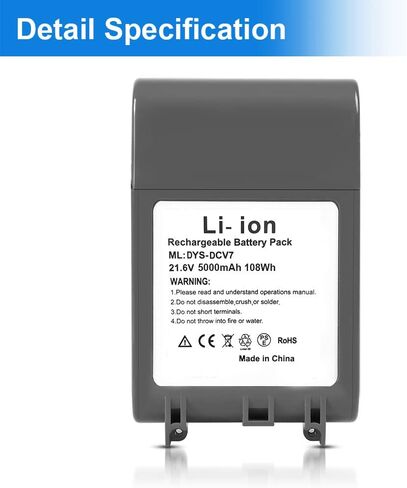 TeenPower ترقية 5000 مللي أمبير 21.6 فولت بطارية ليثيوم بديلة V7، متوافقة مع V7 DC59 DC58 DC61 DC72 DC74 DC62 الحيوان المطلق 595 650 770 880 SV03 مكنسة كهربائية محمولة in Kuwait