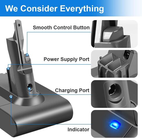 TeenPower ترقية 5000 مللي أمبير 21.6 فولت بطارية ليثيوم بديلة V7، متوافقة مع V7 DC59 DC58 DC61 DC72 DC74 DC62 الحيوان المطلق 595 650 770 880 SV03 مكنسة كهربائية محمولة in Kuwait