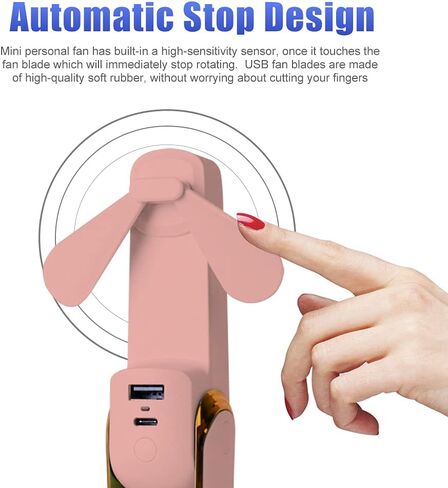 مروحة صغيرة محمولة بالجيب من ideapro مع حبل، مروحة صغيرة قابلة لإعادة الشحن USB بقدرة 2000 مللي أمبير في الساعة، مروحة محمولة تعمل بالبطاريات مع 3 سرعات وظيفة مصباح يدوي لبنك الطاقة للمنزل والسفر في الهواء الطلق in Saudi Arabia